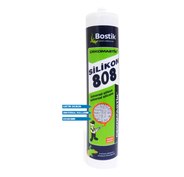 Bostik Çekomastik 808 Universal Silikon 280 gr Kartuş Şeffaf