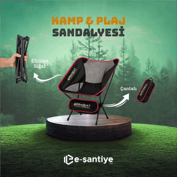 Praseat Pratik Çantalı Kamuflaj Desen Kamp Sandalyesi
